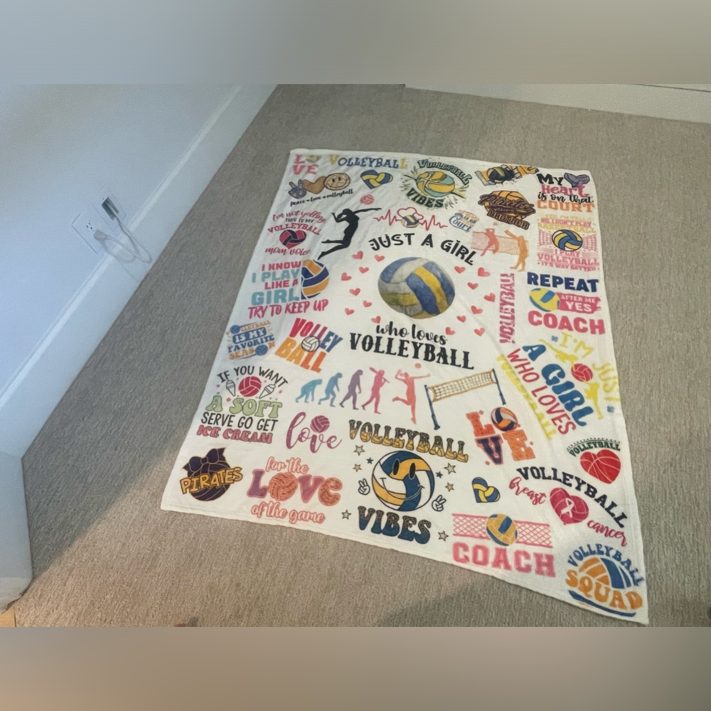 Cute amazon volleyball blanket! Perfect for your room, watching games & reffing!